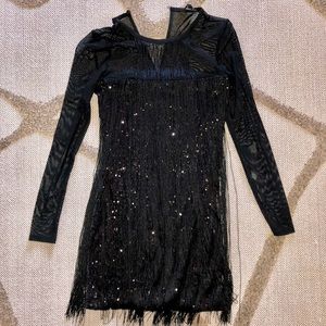 Black dress with fringes